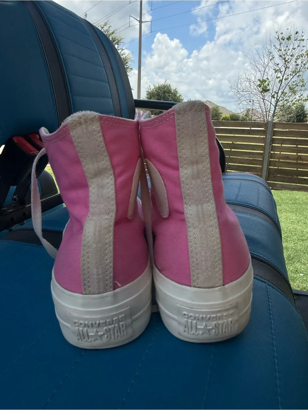Converse Pink High-Top Canvas Sneakers with White Soles - Picture 3 of 6